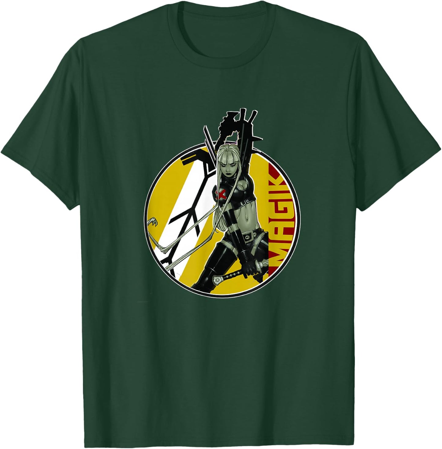 Marvel X-Men Magik Wielding Swords Vintage Circle Portrait T-Shirt - T-Shirt | Forest