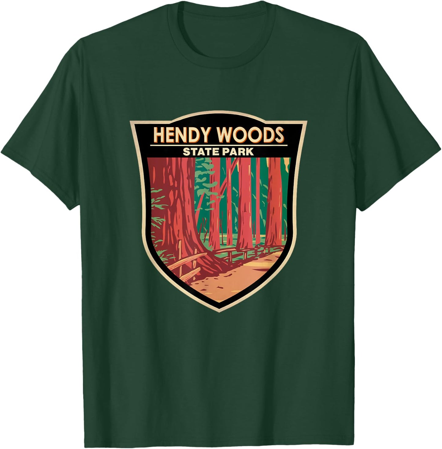 Hendy Woods State Park California Badge Vintage T-Shirt - T-Shirt | Forest