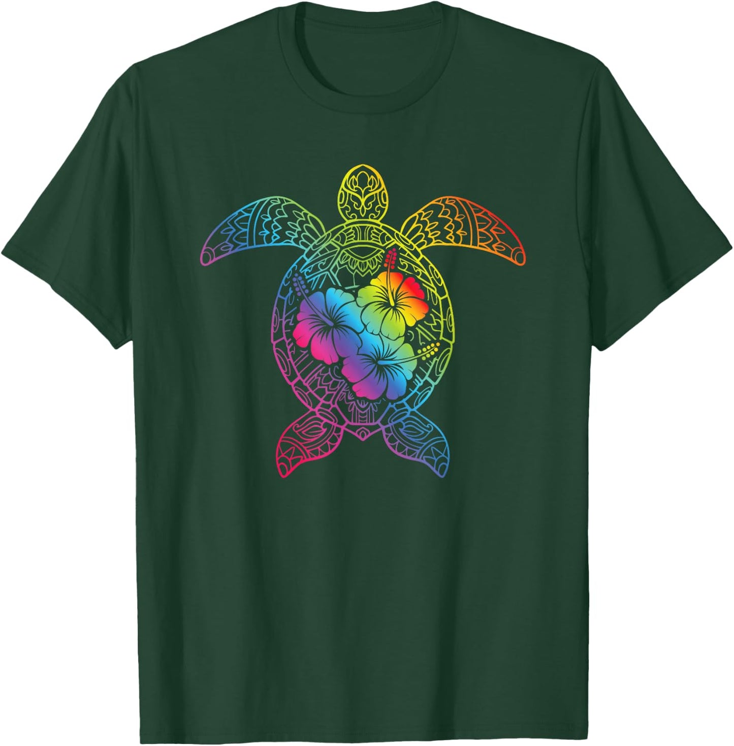 Hawaiian Sea Turtle Tropical Hibiscus Ocean Animal Hawaii T-Shirt - T-Shirt | Forest