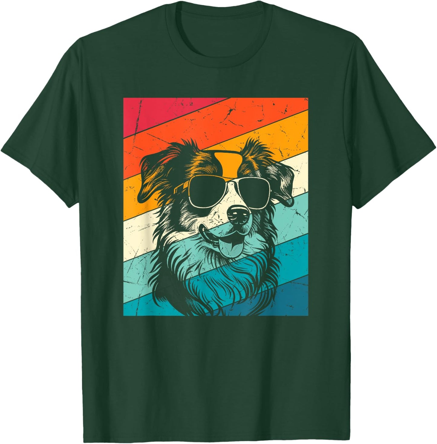 Retro Vintage Mini Aussie Sunglasses Dog Lovers Men Women T-Shirt - T-Shirt | Forest