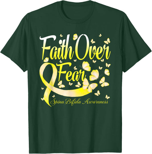 Faith Over Fear Spina Bifida Awareness Butterfly T-Shirt - T-Shirt | Forest