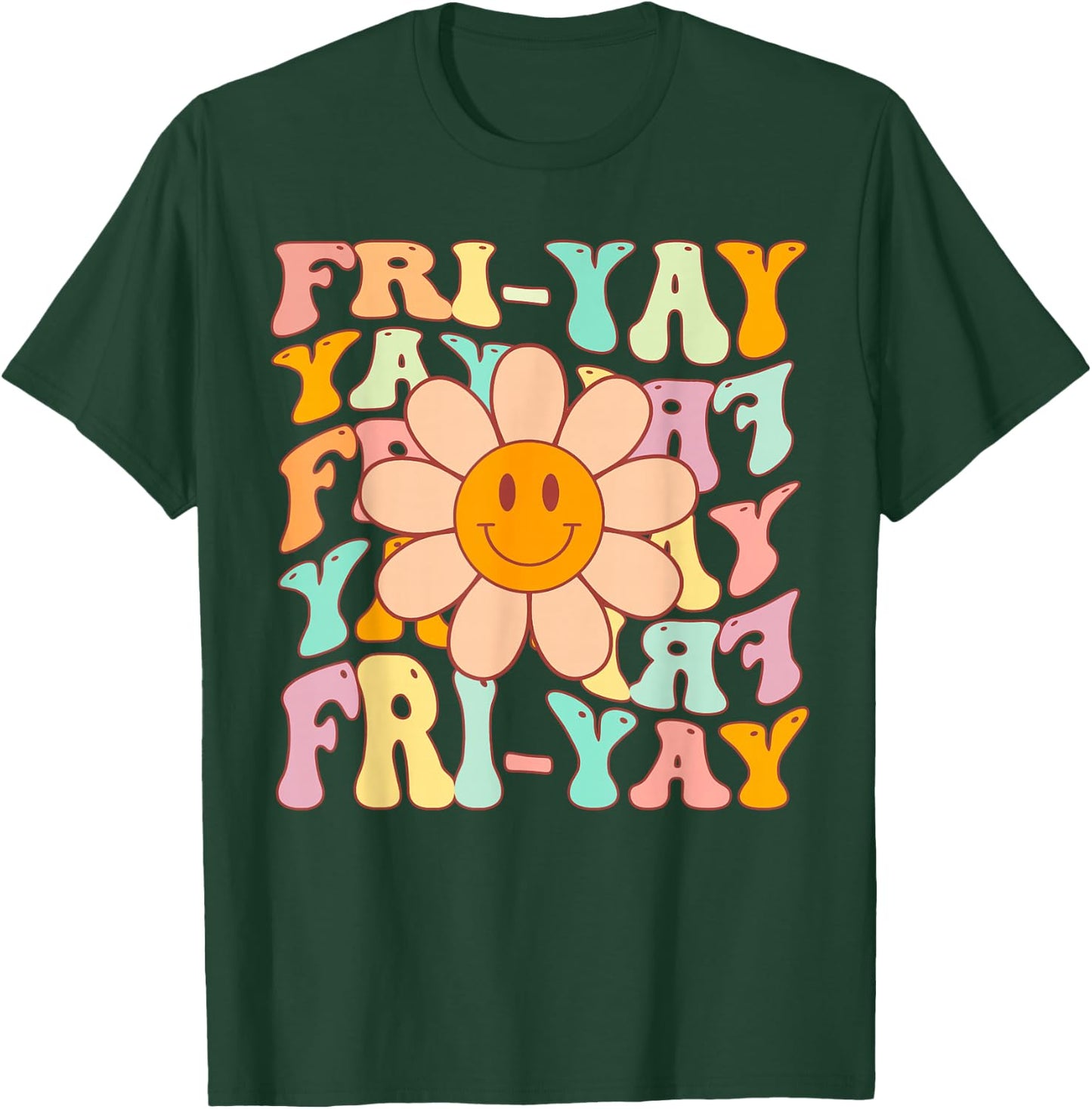 Funny Teacher Happy Friyay TGIF Friday Flower Back to School T-Shirt - T-Shirt | Forest