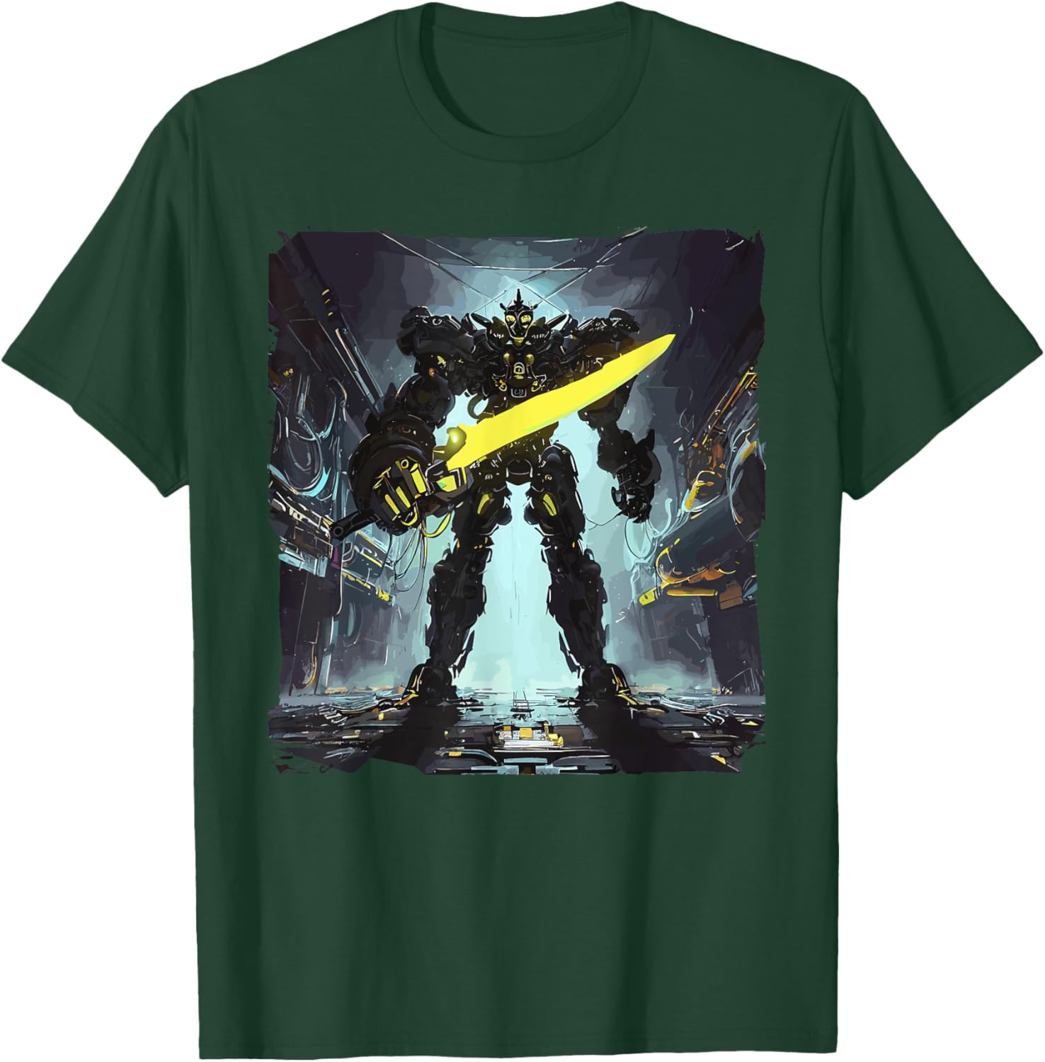 Battlemech Cyberpunk Sci-Fi Mech Warrior Sci-Fi Robot T-Shirt - T-Shirt | Forest