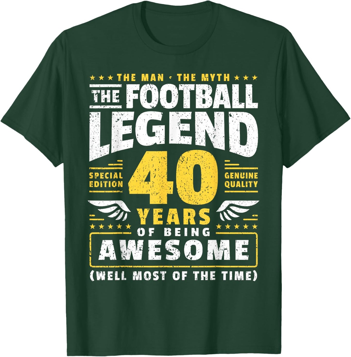 40th Birthday Football Player 40 Years Old T-Shirt - T-Shirt | Forest