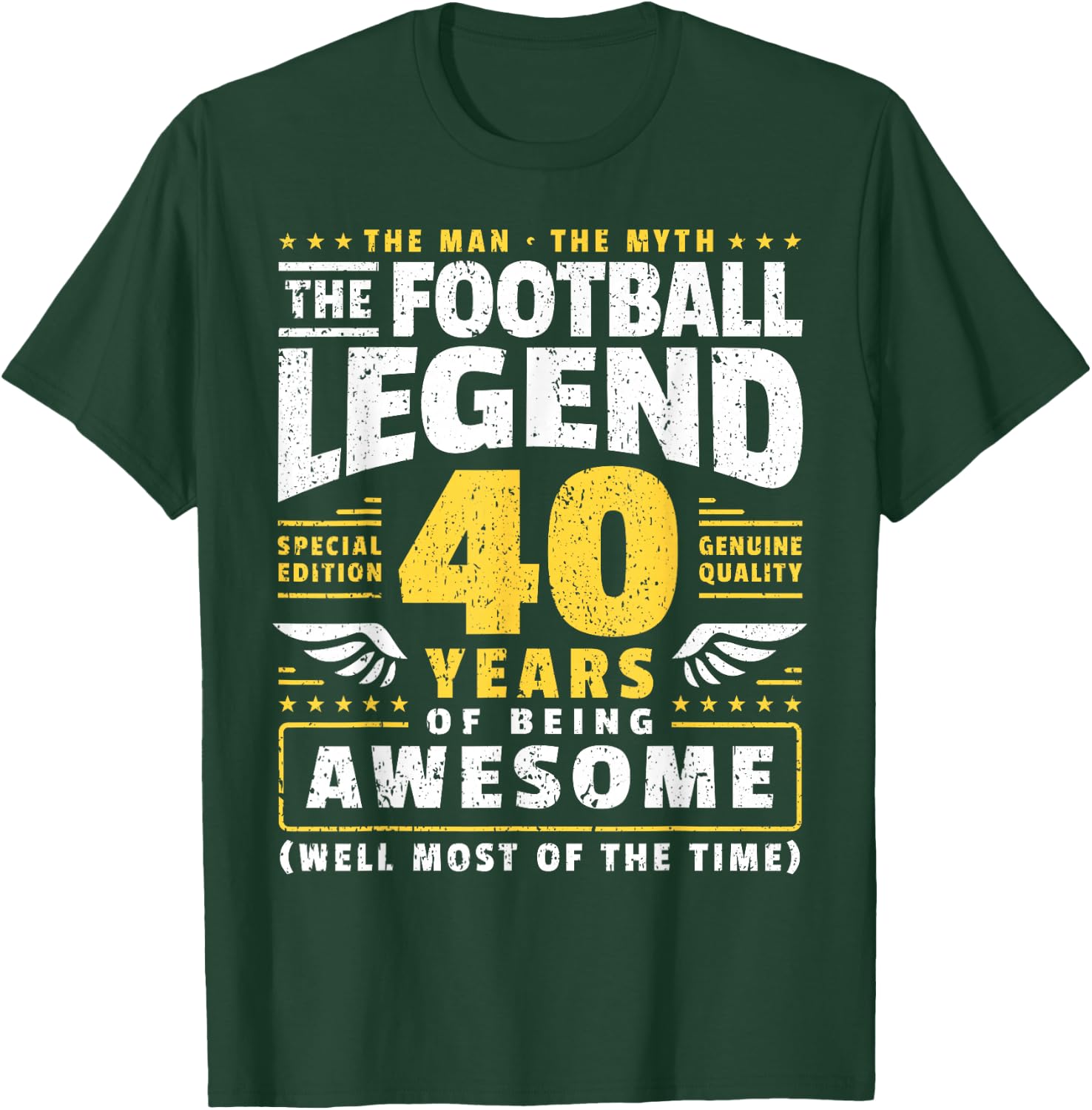 40th Birthday Football Player 40 Years Old T-Shirt - T-Shirt | Forest