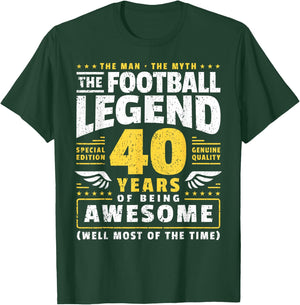 40th Birthday Football Player 40 Years Old T-Shirt - T-Shirt | Forest