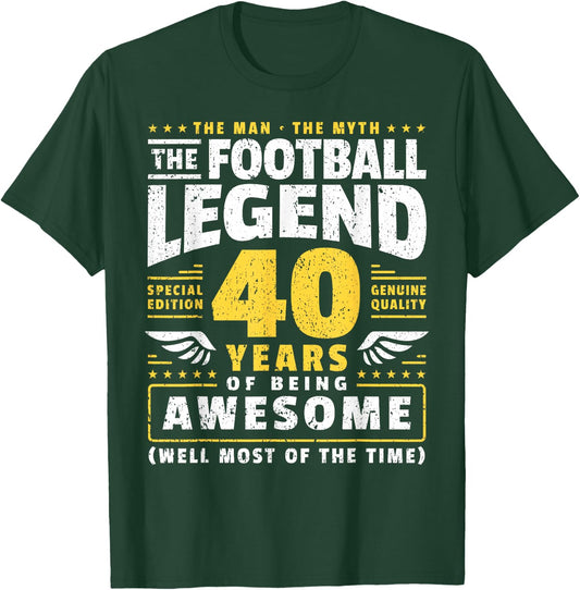 40th Birthday Football Player 40 Years Old T-Shirt - T-Shirt | Forest