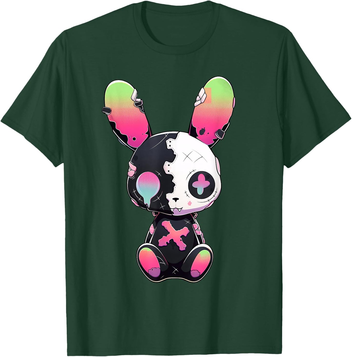 Goth Bunny Gothic Outfit Cute E-Girl Kawaii Rabbit Grunge T-Shirt - T-Shirt | Forest