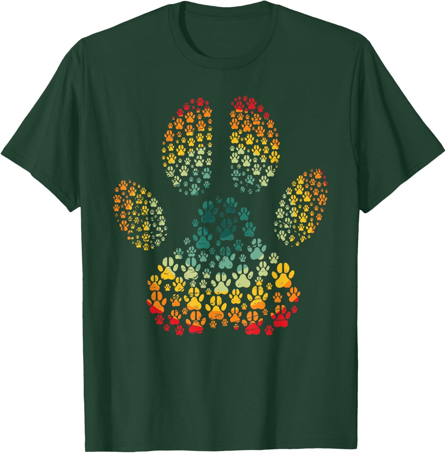 Vintage Dog Love Retro Paw Print Pet Lover Design for Dog T-Shirt - T-Shirt | Forest