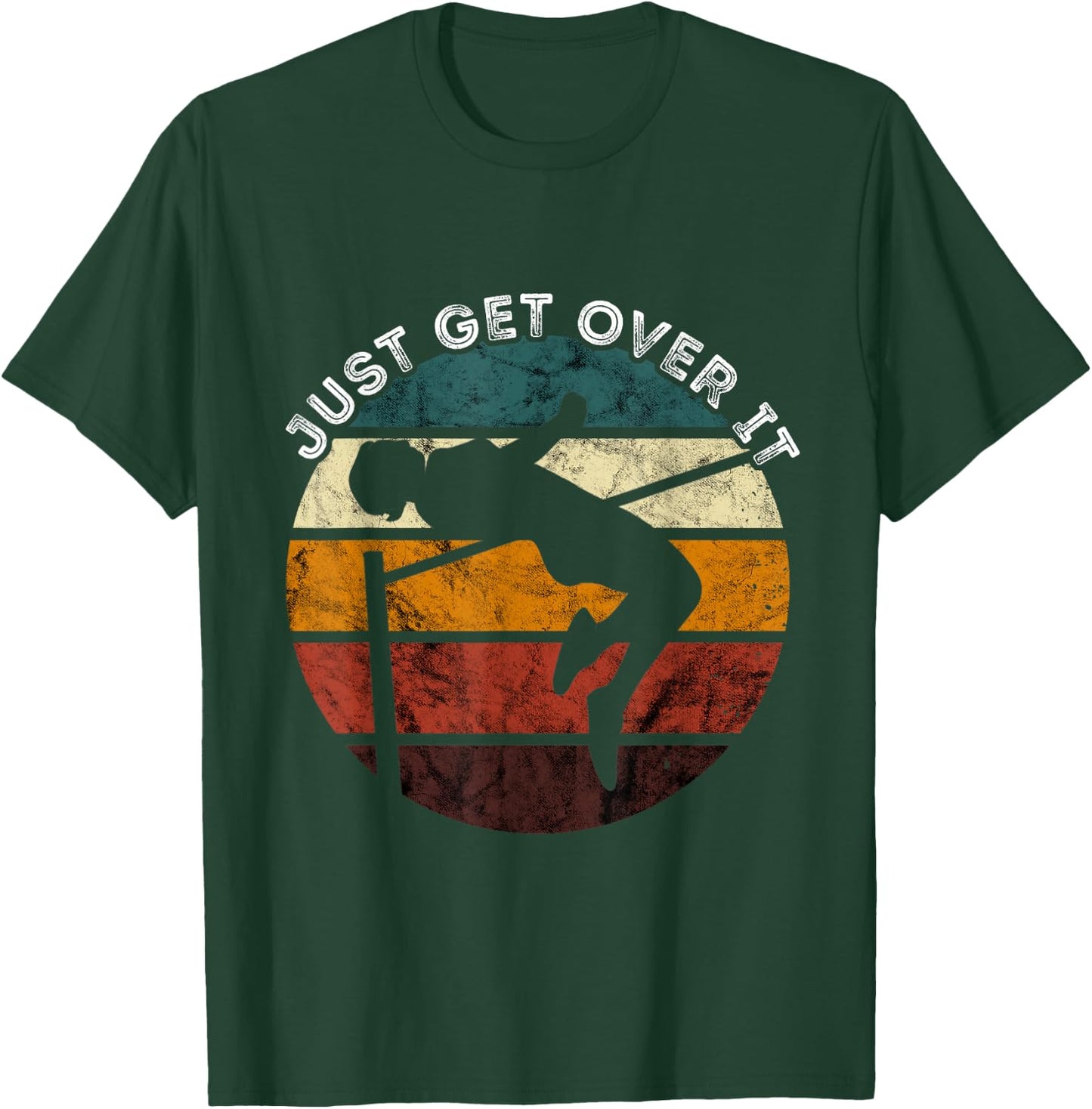 Pole Vault Retro Just Get Over Pole Vaulting High Jump T-Shirt - T-Shirt | Forest