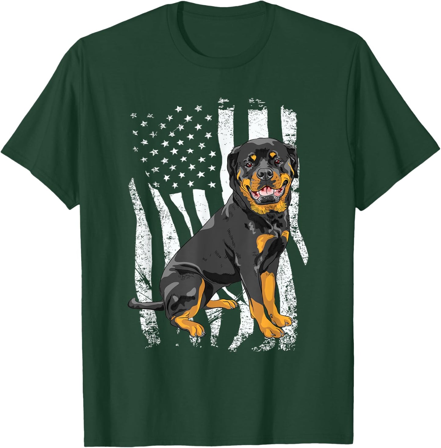 Rottweiler - USA American Flag Puppy Lover Dog Breeder T-Shirt - T-Shirt | Forest