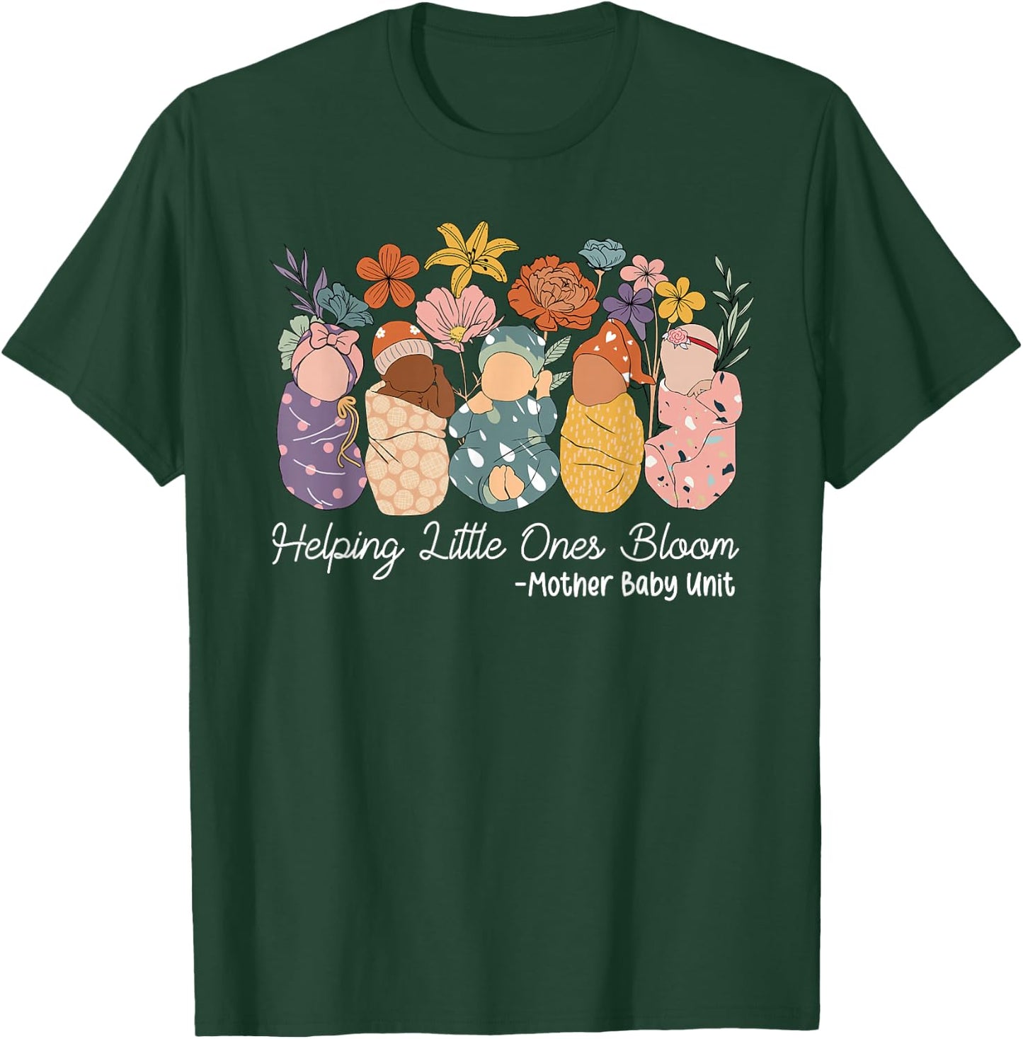 Retro Groovy Helping Little Ones Bloom Mother Baby Unit T-Shirt - T-Shirt | Forest