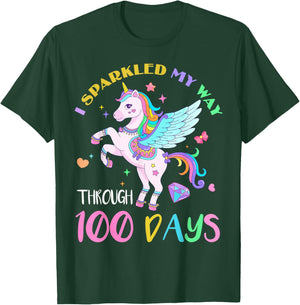 I Sparkled My Way Through 100 Days Of School Unicorn Lovers T-Shirt - T-Shirt | Forest