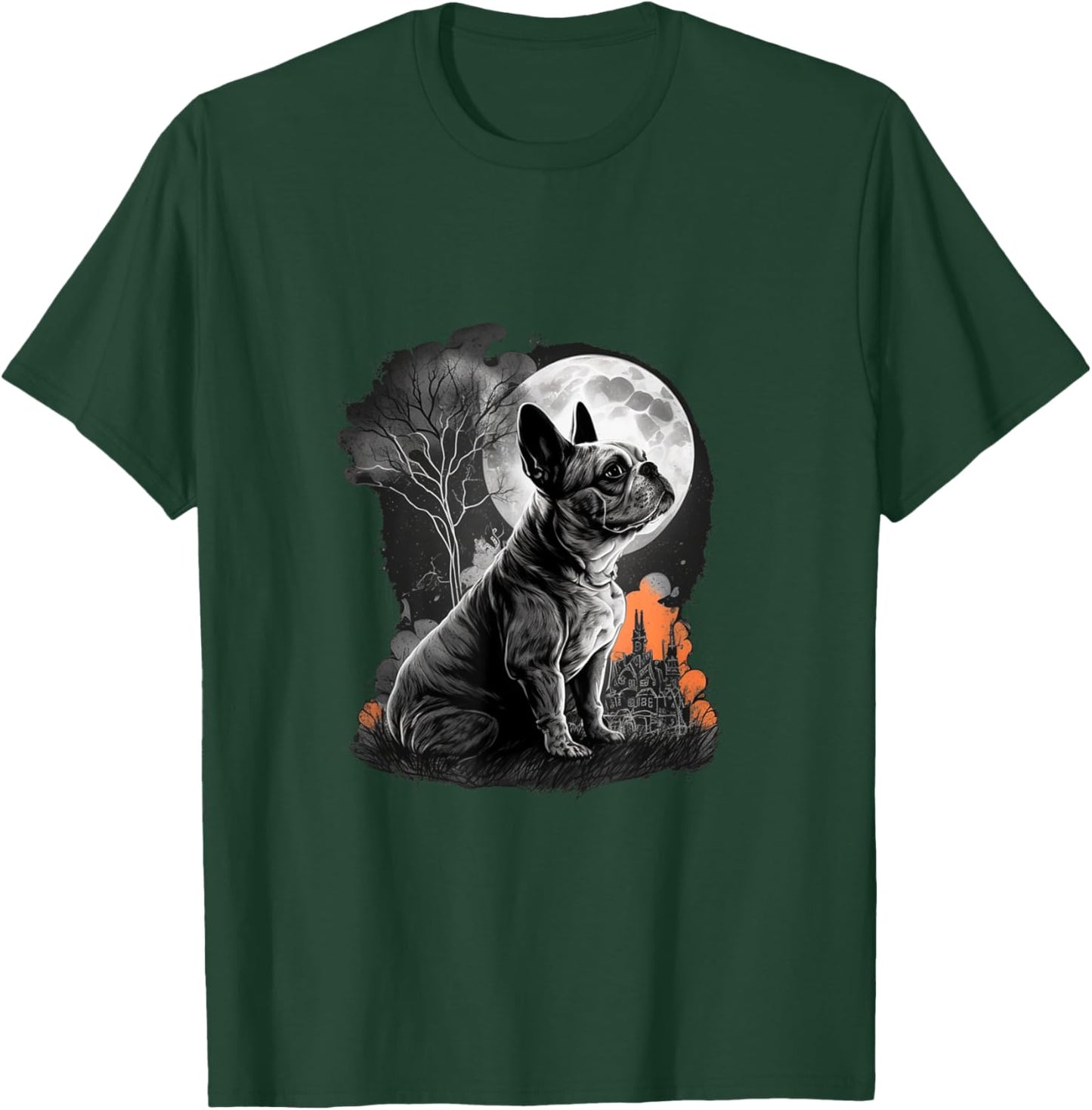 French Bulldog Halloween Costume | Scary Pumpkin Witch Ghost Women T-Shirt - T-Shirt | Forest