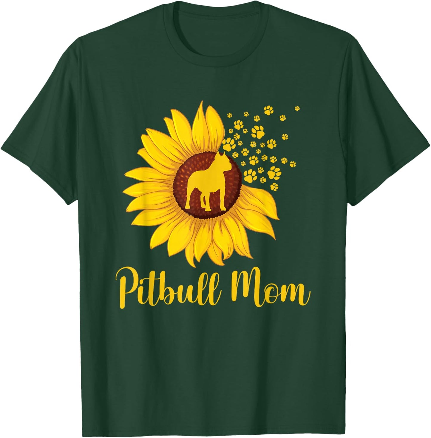 Pitbull Mom - Sunflower Mother's Day Dog Trainer Puppy Lover Women Girls Kids T-Shirt - T-Shirt | Forest