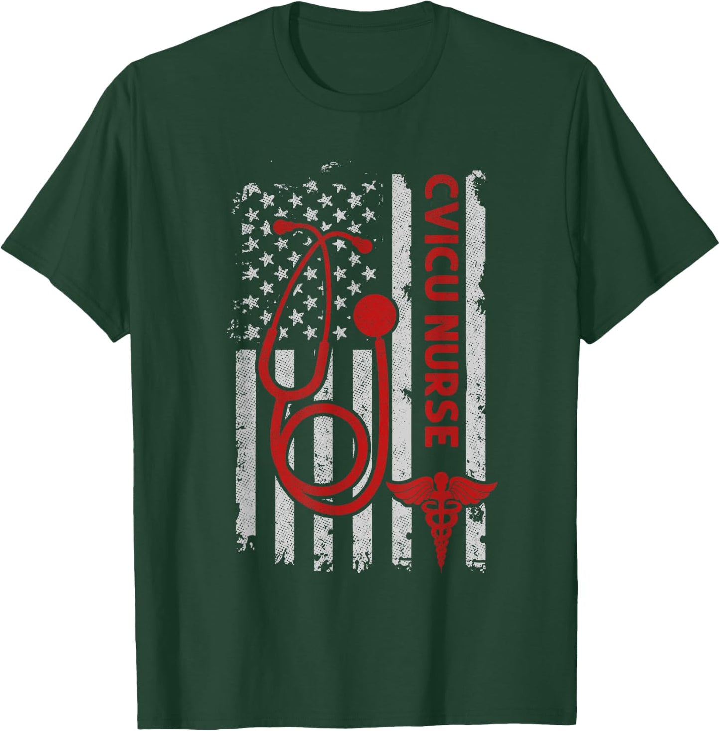 Patriotic Cvicu Nurse American 4th Of July American Flag T-Shirt - T-Shirt | Forest