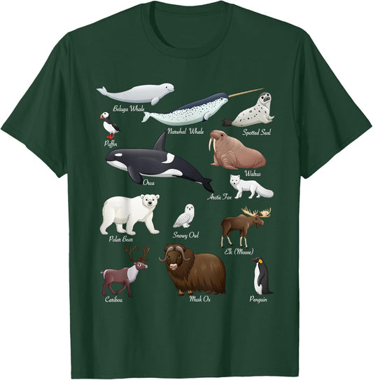Arctic Wildlife Tundra Ecosystem Animal Names For Education T-Shirt - T-Shirt | Forest