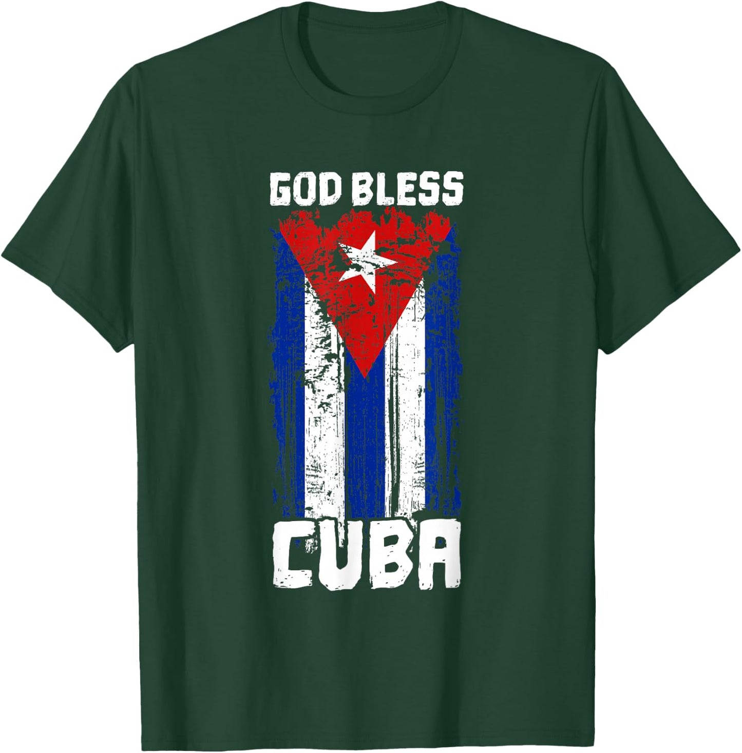 God Bless Cuba Retro Vintage Grunge Cuban Flag T-Shirt - T-Shirt | Forest