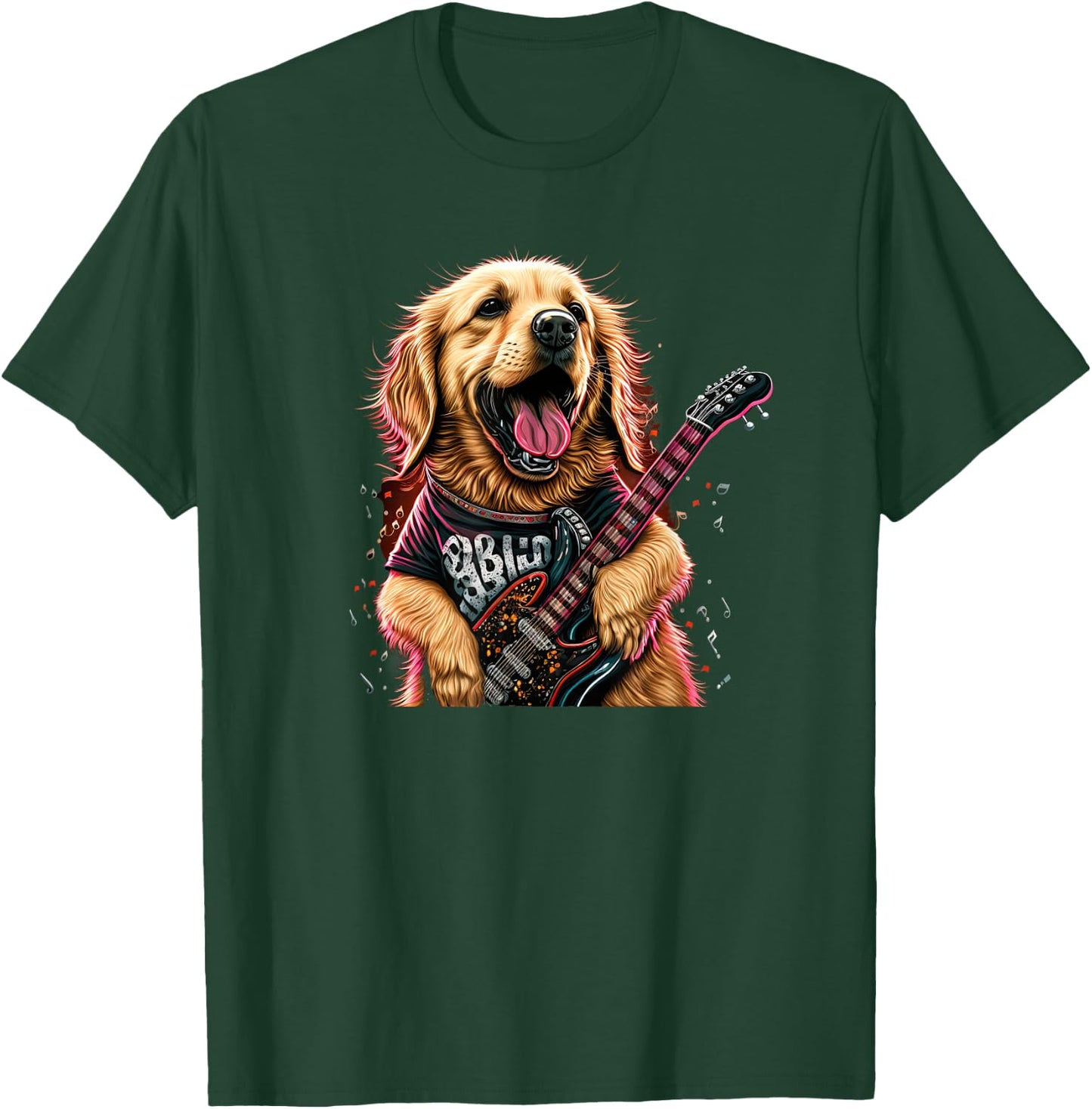 Funny Golden Retriever Rock & Roll music guitar T-Shirt - T-Shirt | Forest