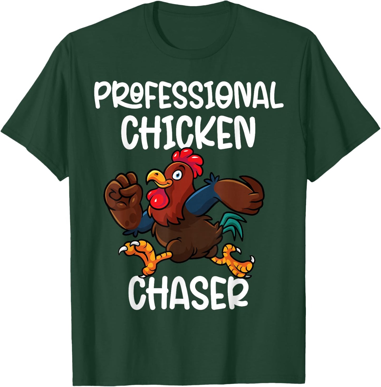 Professional Chicken Chaser Funny Farm Farmer Kids Running T-Shirt - T-Shirt | Forest
