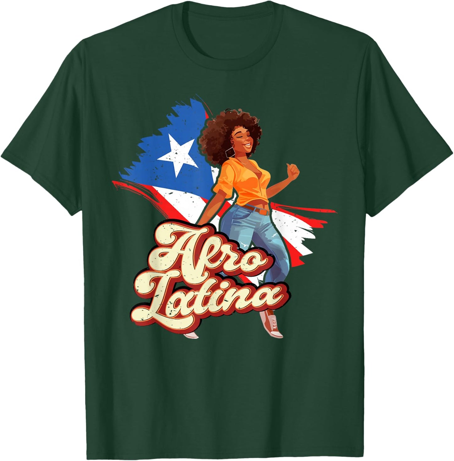 Puerto Rico Afro Latina boricua woman flag dancing caribbean T-Shirt - T-Shirt | Forest