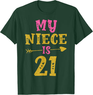 Hearts 21st Bday For Niece From Aunt Uncle T-Shirt - T-Shirt | Forest