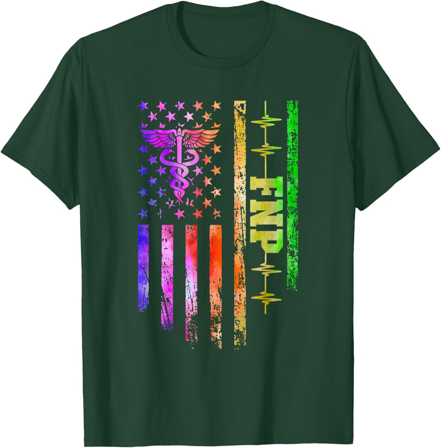 FNP American Flag Family Nurse Practitioner T-Shirt - T-Shirt | Forest