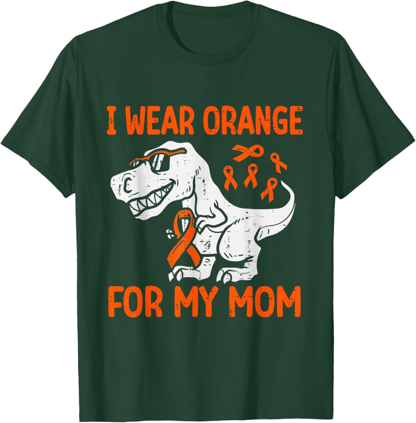 I Wear Orange For My Mom Dinosaur Multiple Sclerosis Kids T-Shirt - T-Shirt | Forest