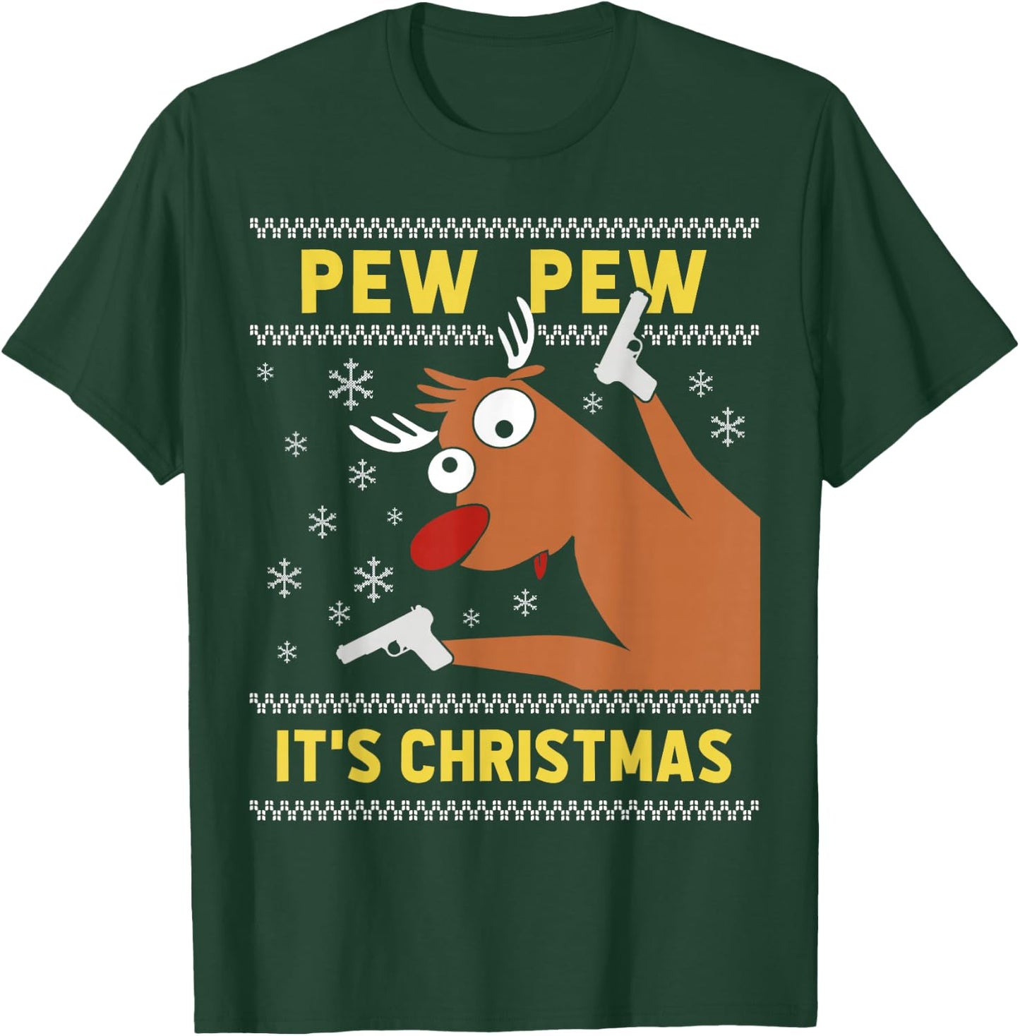 Ugly Christmas Sweater Funny CRAZY REINDEEER Xmas T-Shirt - T-Shirt | Forest