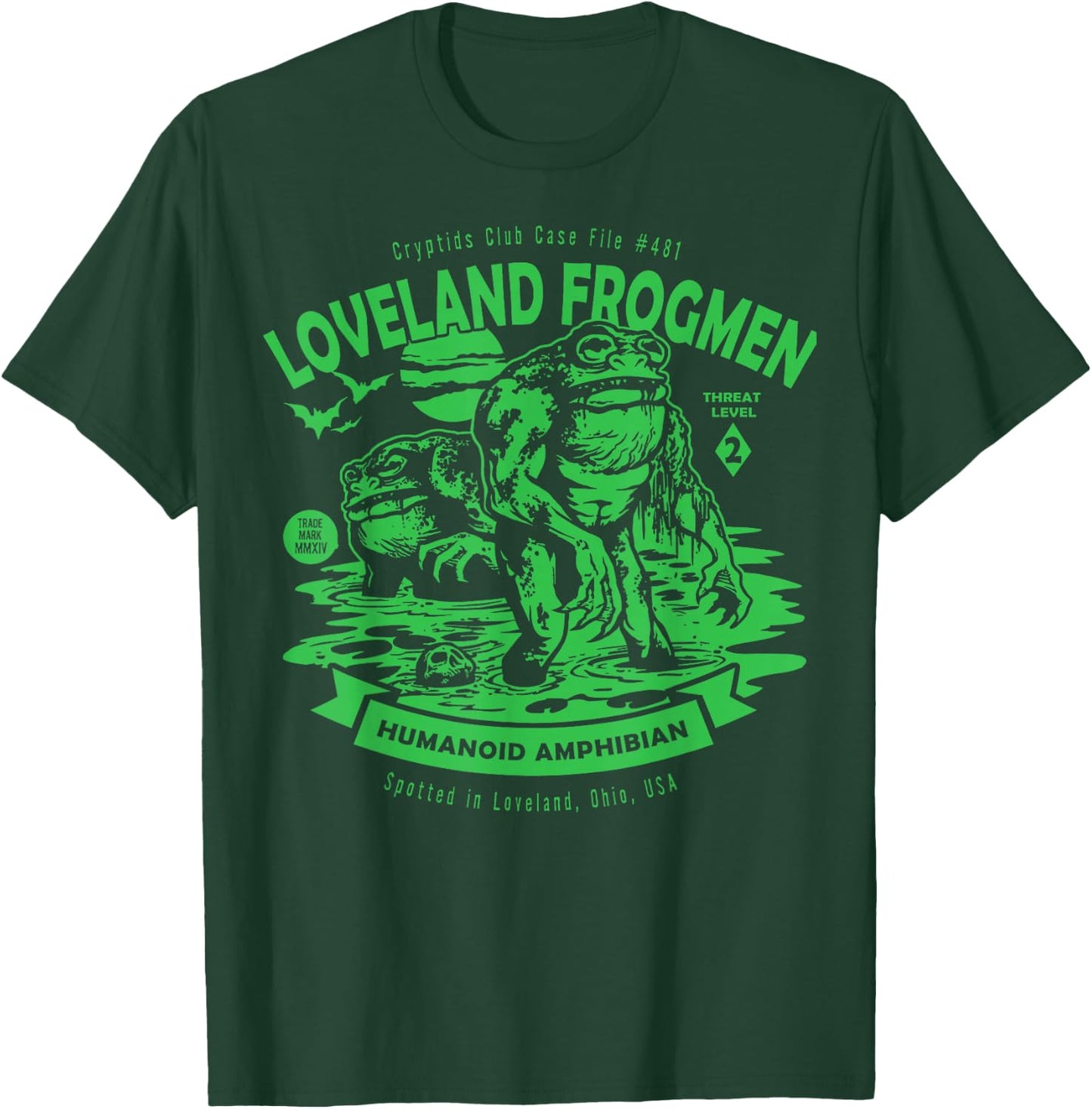 Loveland Frogmen Humanoid Amphibian Crypid Club Frog Monster T-Shirt - T-Shirt | Forest