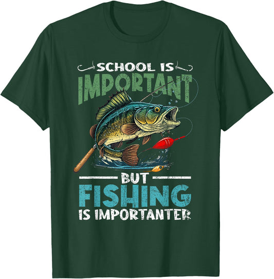 Funny Fishing For Boys Kids Youth Fish Saying Bass Fisherman T-Shirt - T-Shirt | Forest
