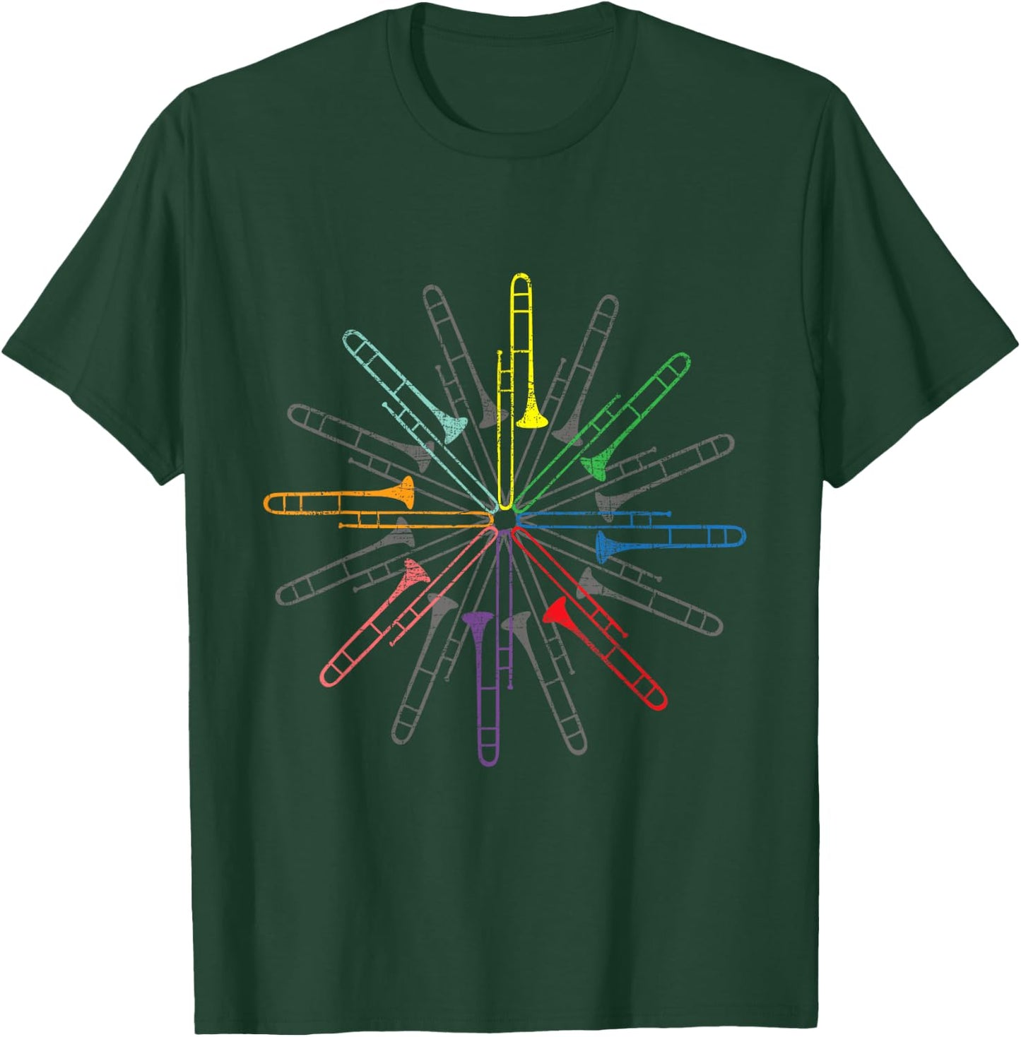 Colorful Trombones - Trombone Player Music Jazz Music T-Shirt - T-Shirt | Forest