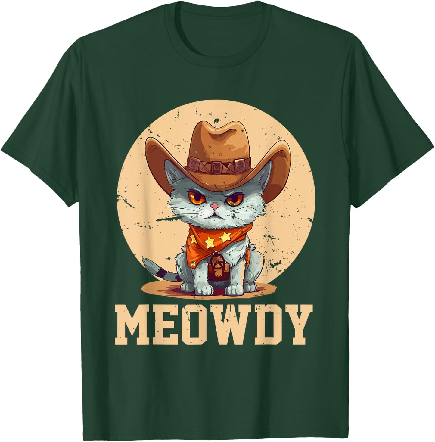 Meowdy! Funny Country Music Cat Cowboy Hat Men Women T-Shirt - T-Shirt | Forest