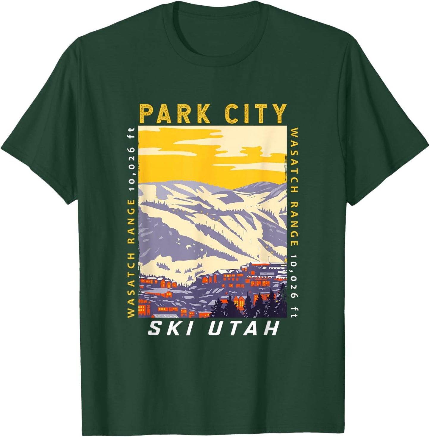 Park City Ski Area Utah Distressed Vintage T-Shirt - T-Shirt | Forest
