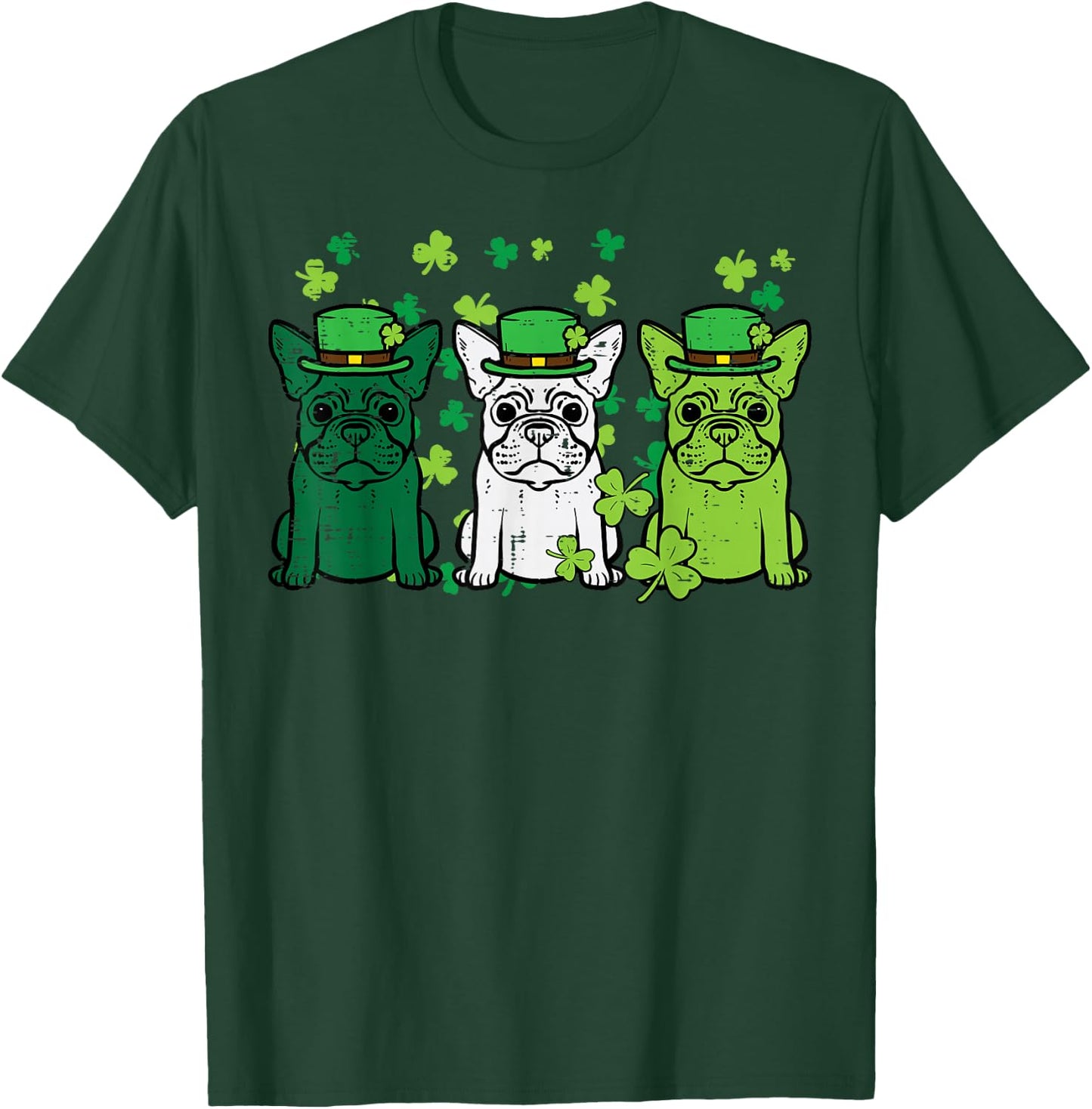 St Patricks Day French Bulldogs Dog Frenchie Men Women Kids T-Shirt - T-Shirt | Forest