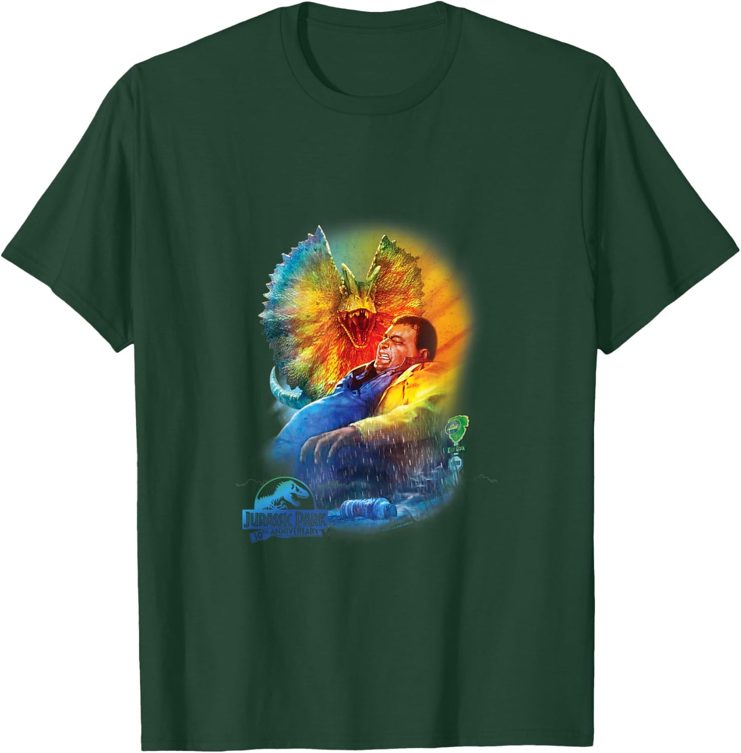 Jurassic Park 30th Anniversary Dilophosaurus - Kids - Black - Short Sleeve - Classic Fit - Cotton/Polyester Blend T-Shirt - T-Shirt | Forest