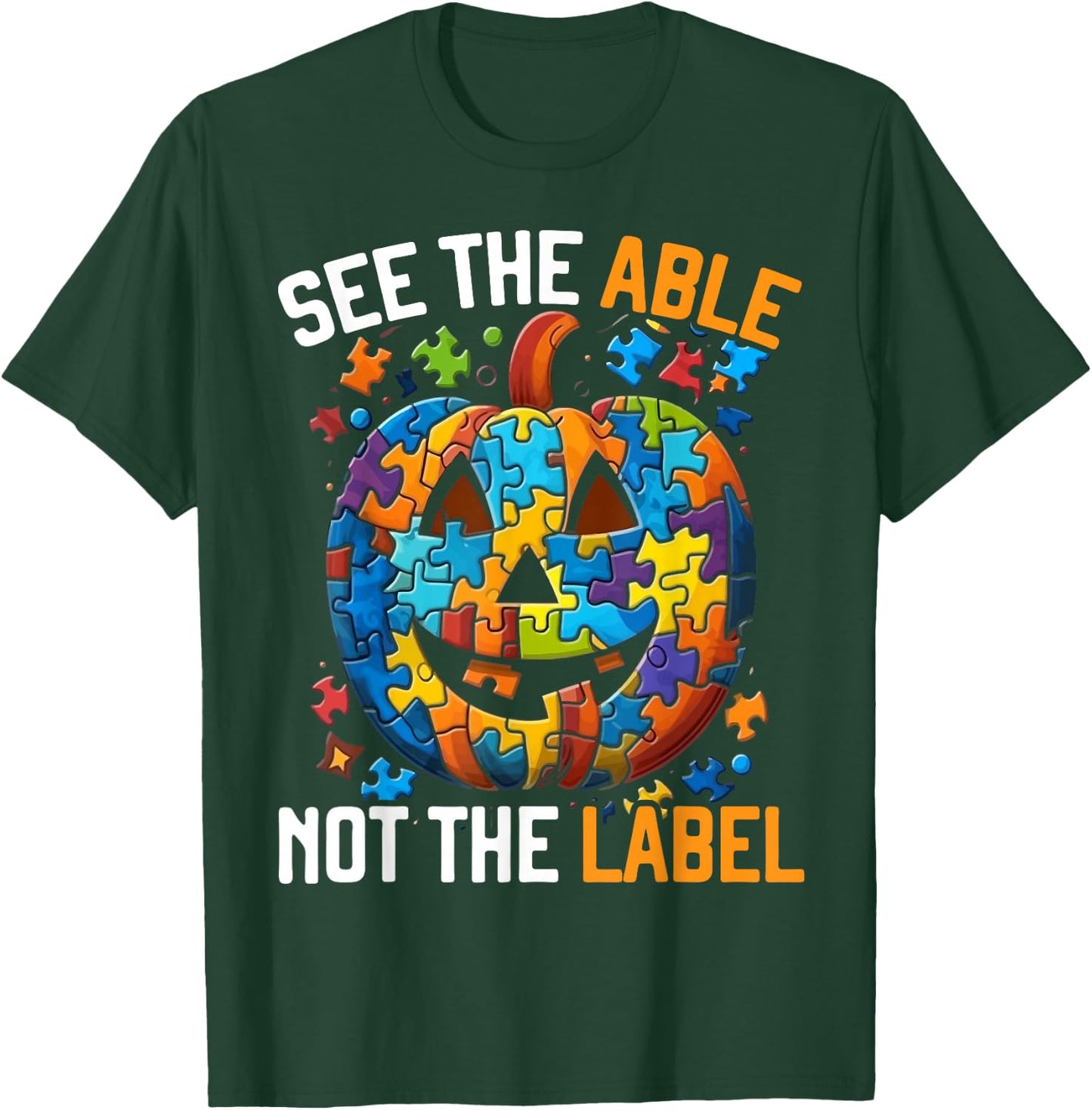 Autism Halloween Puzzle Trick Or Treat Autism Awareness T-Shirt - T-Shirt | Forest