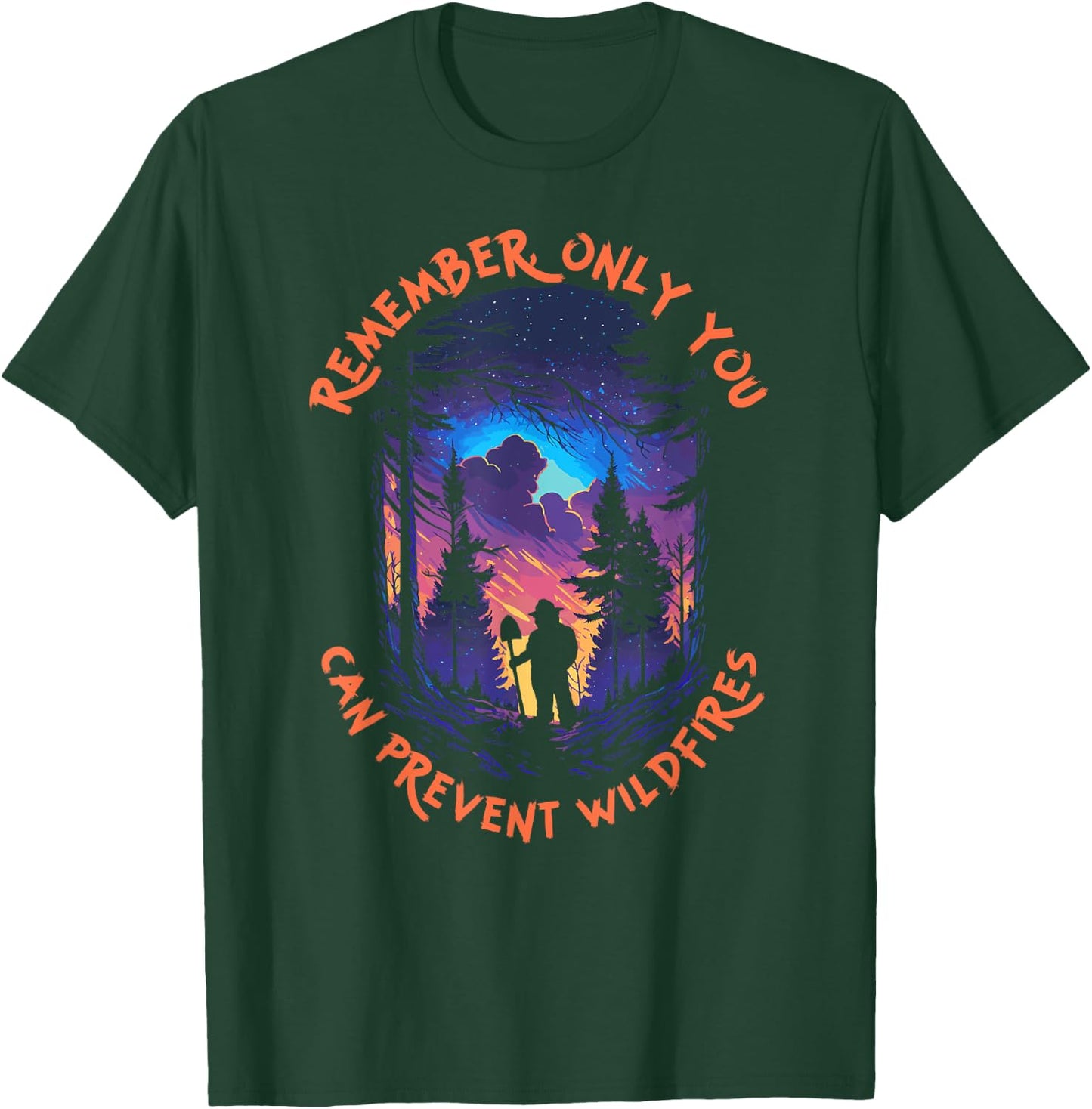 Smokey Bear Starry Night Scene Only You Can Prevent Wildfire T-Shirt - T-Shirt | Forest