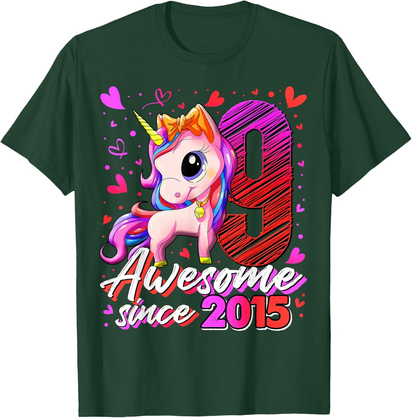 9 Years Old Flossing Unicorn Gifts 9th Birthday Girl Party T-Shirt - T-Shirt | Forest
