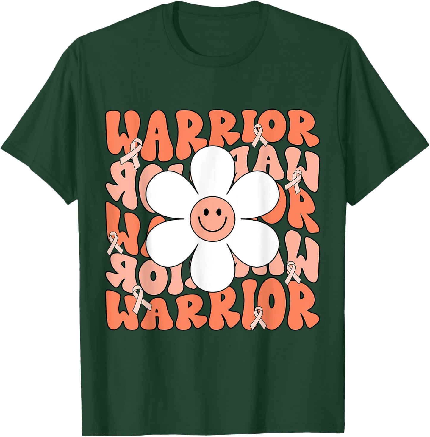 Uterine Cancer Peach Ribbon Uterine Cancer Warrior T-Shirt - T-Shirt | Forest