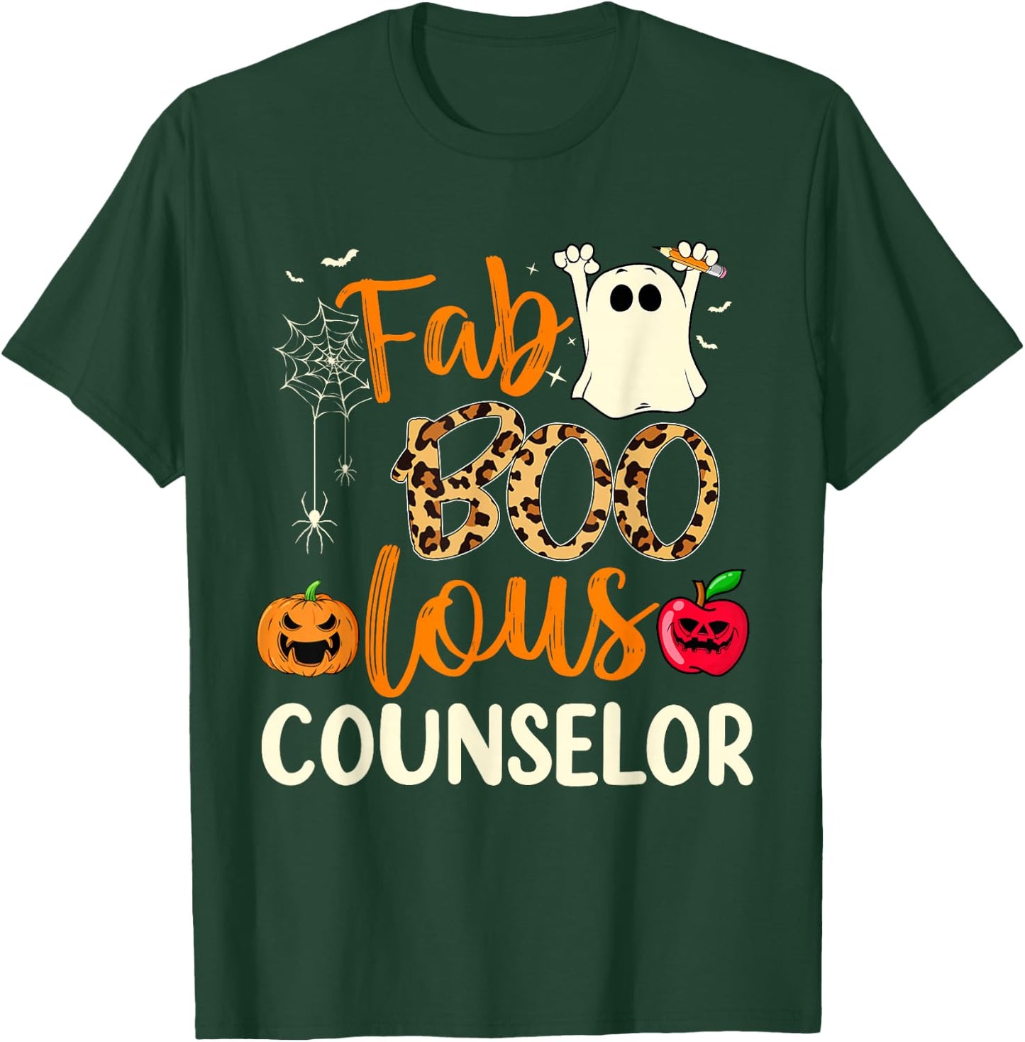 Fab Boo Lous Counselor Leopard Spooky Halloween Costume T-Shirt - T-Shirt | Forest