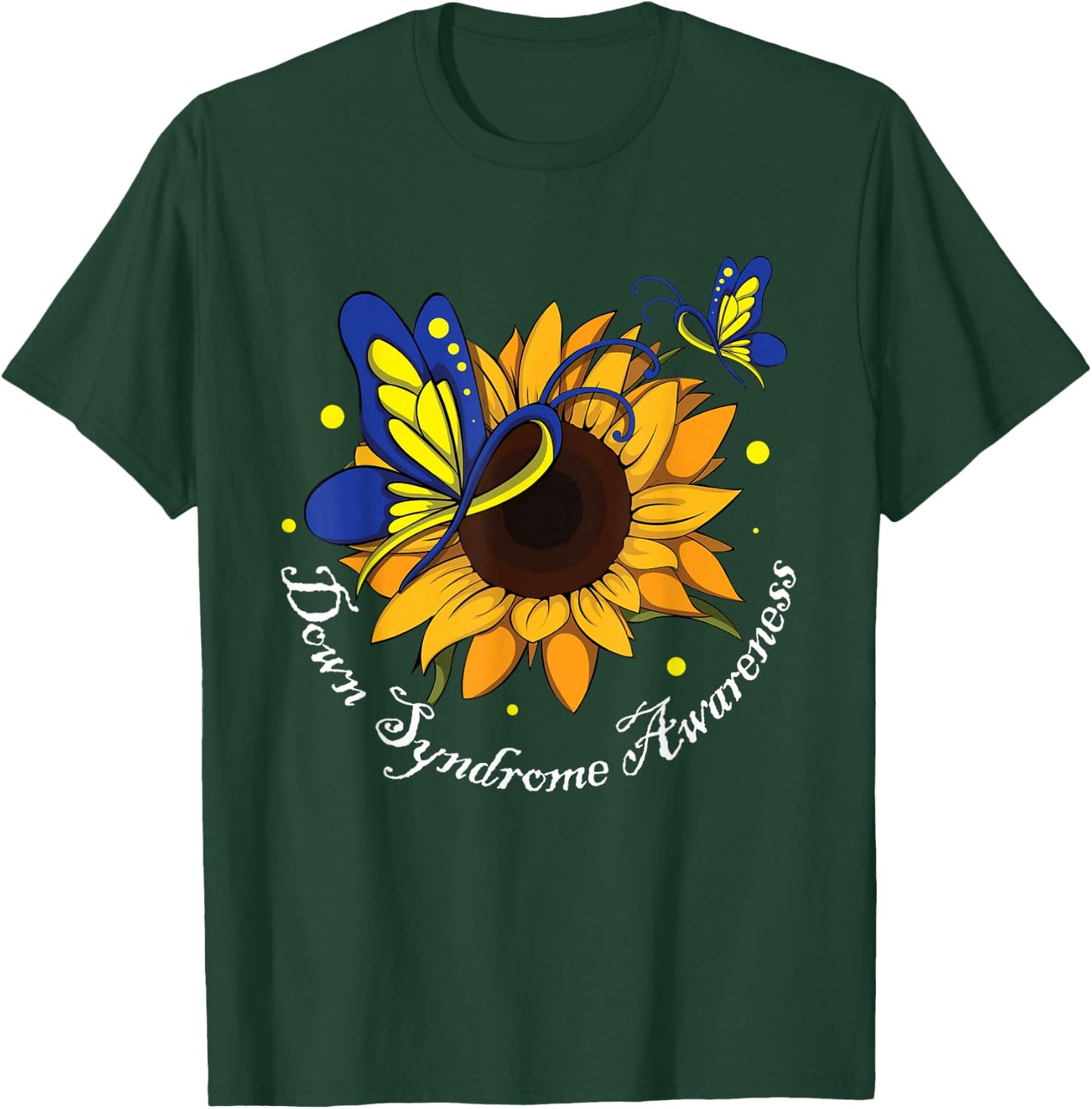 Butterfly Sunflower World Down Syndrome Awareness Day T-Shirt - T-Shirt | Forest