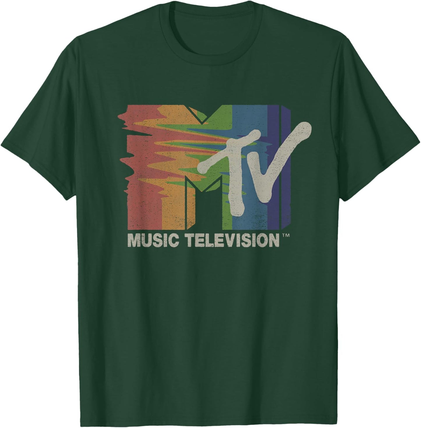 Mademark x MTV - Retro MTV Rainbow TV Glitch Television Screen Color Test MTV T-Shirt - T-Shirt | Forest