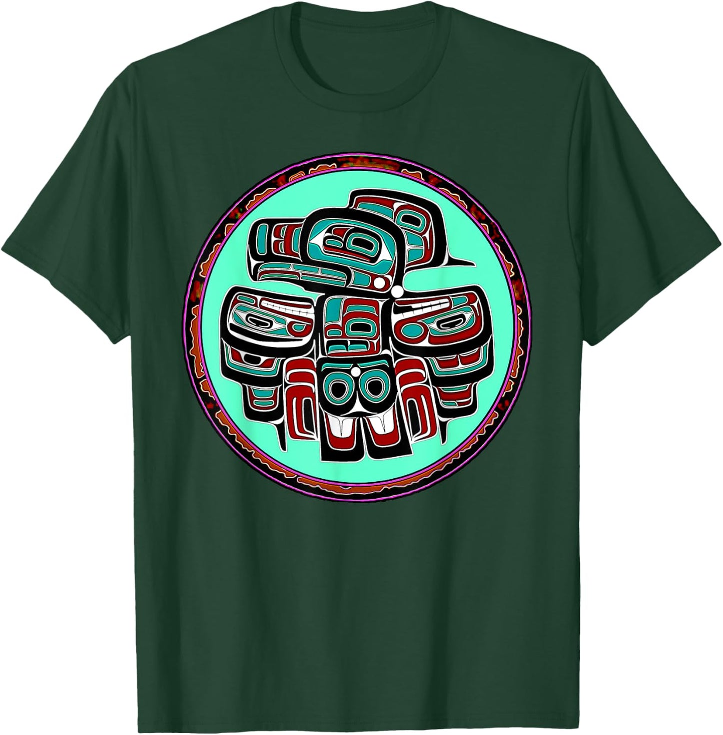Alaska Native American Art Style Tlingit Haida Eagle Tribal T-Shirt - T-Shirt | Forest