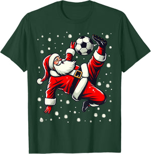 Santa Plays Soccer Bicycle Kick, Christmas Women Men Kids T-Shirt - T-Shirt | Forest