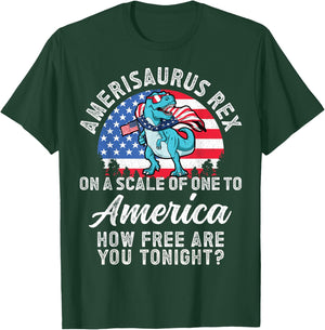On a Scale of One To America How Free Are You Tonight T Rex T-Shirt - T-Shirt | Forest