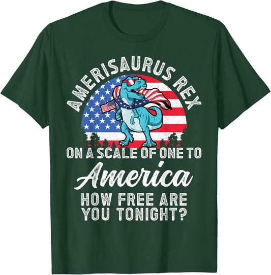 On a Scale of One To America How Free Are You Tonight T Rex T-Shirt - T-Shirt | Forest