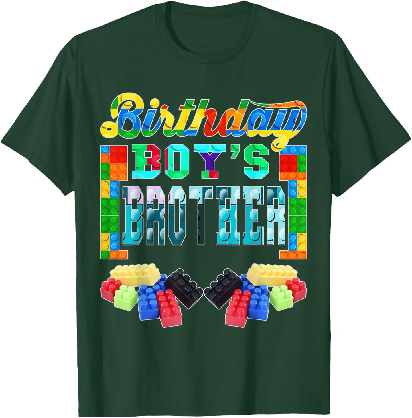 Building Brick Blocks Brother Of Birthday Boy B-day Builder T-Shirt - T-Shirt | Forest