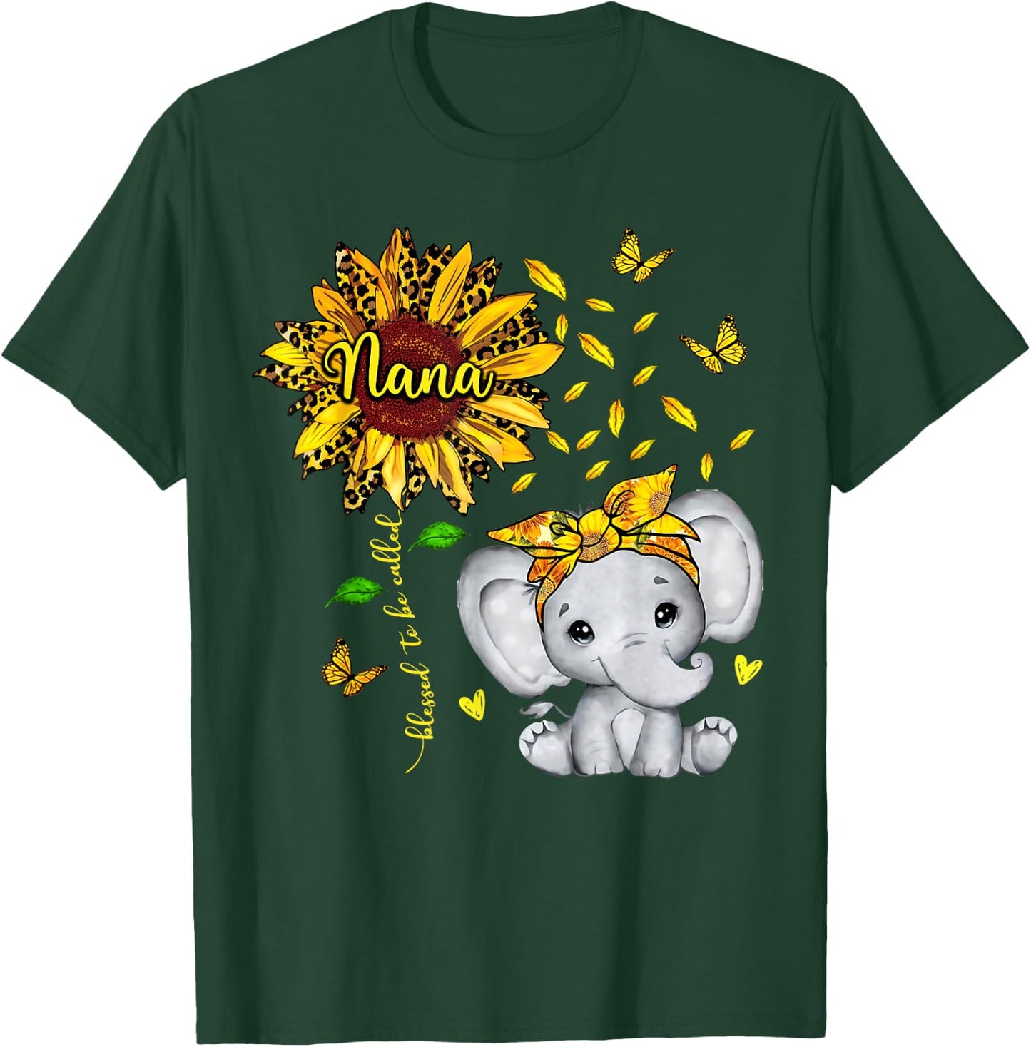 Blessed To Be Called Nana Elephant Sunflower T-Shirt - T-Shirt | Forest