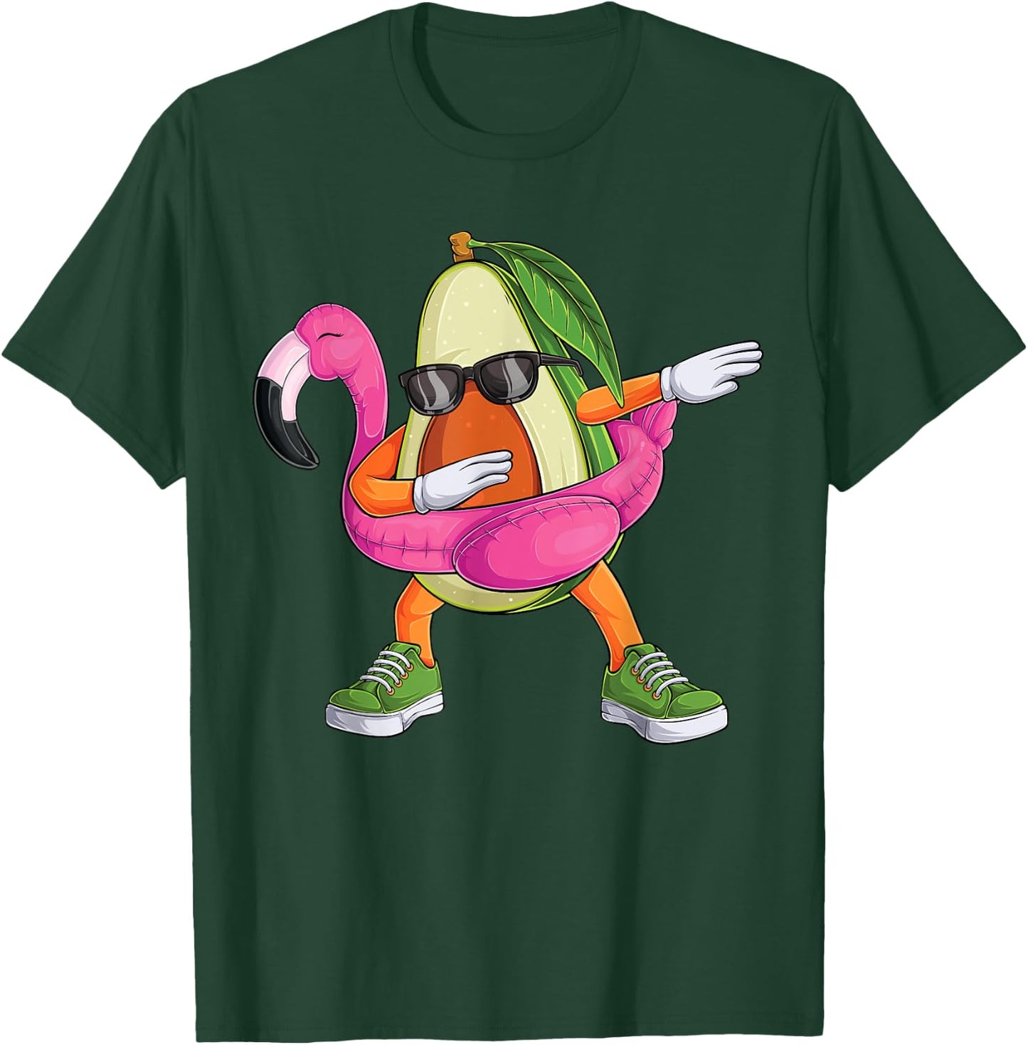 Dabbing Avocado Flamingo Tropical aloha Beach Hawaiian Men Women Kids T-Shirt - T-Shirt | Forest